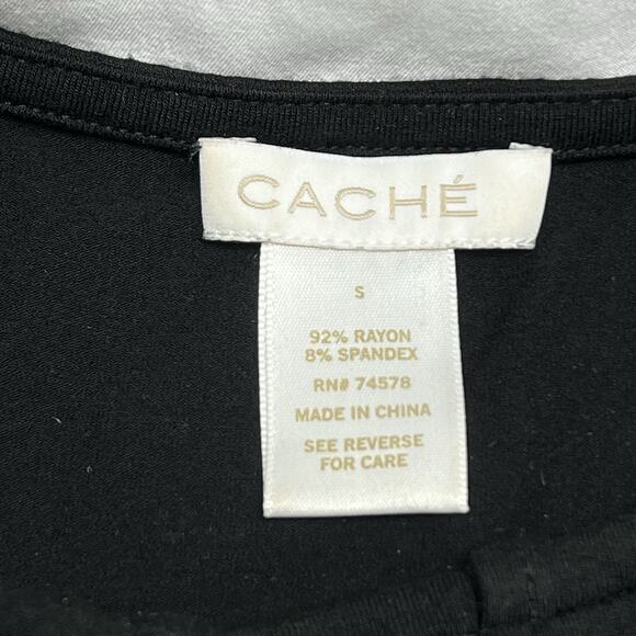 Cache Embellished Keyhole Neckline Studded Body Hugging Lines Stretch Top Size S - Picture 7 of 8
